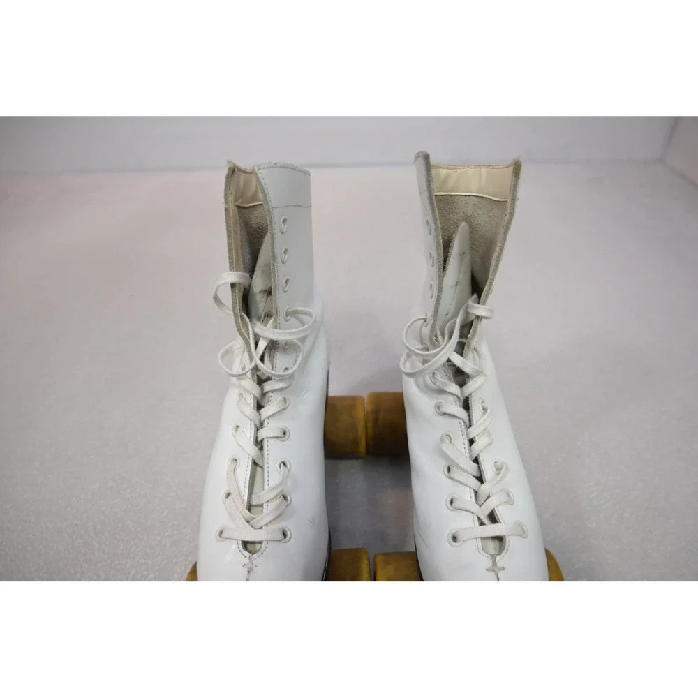 Chicago Roller Skates Unisex‎ Size 5 White Vintage Quad Leather Lace Up Good